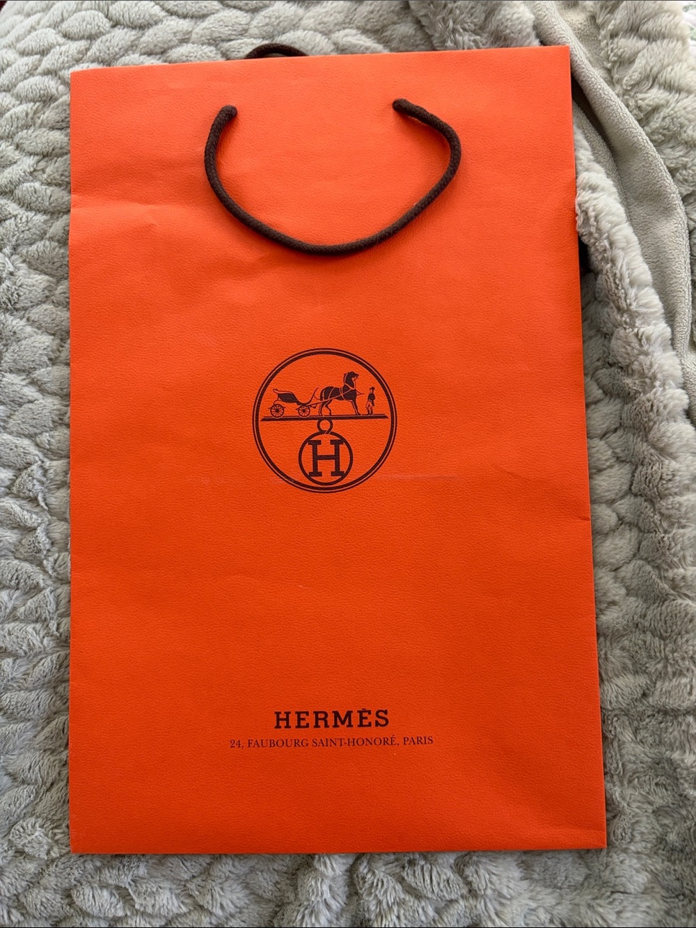 Authentic Hermes Classic Orange Shopping Bag (17 inches long, 11 inches wide)
